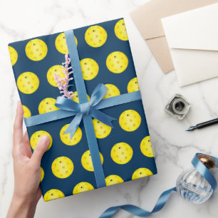 Pickleball Player Gelber Pickle Ball Gemustert Geschenkpapier