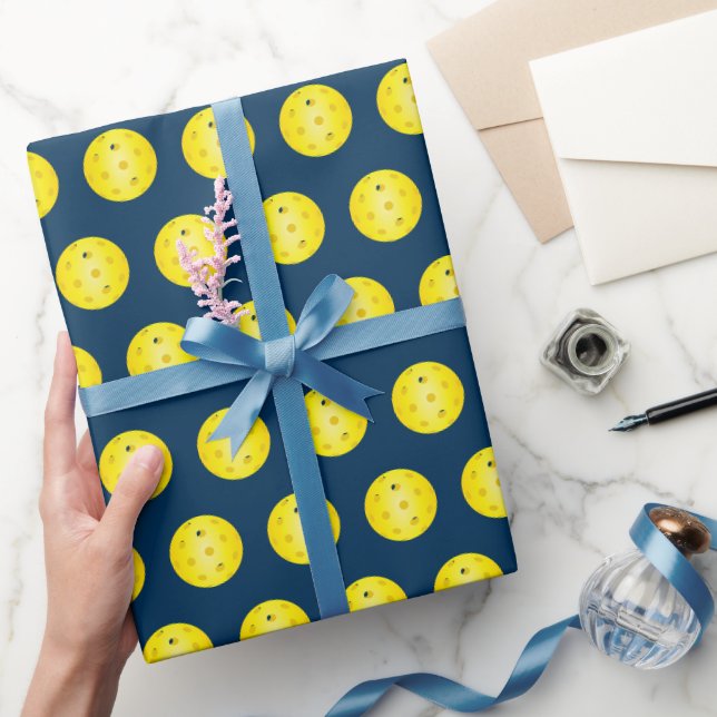 Pickleball Player Gelber Pickle Ball Gemustert Geschenkpapier (Schenken)