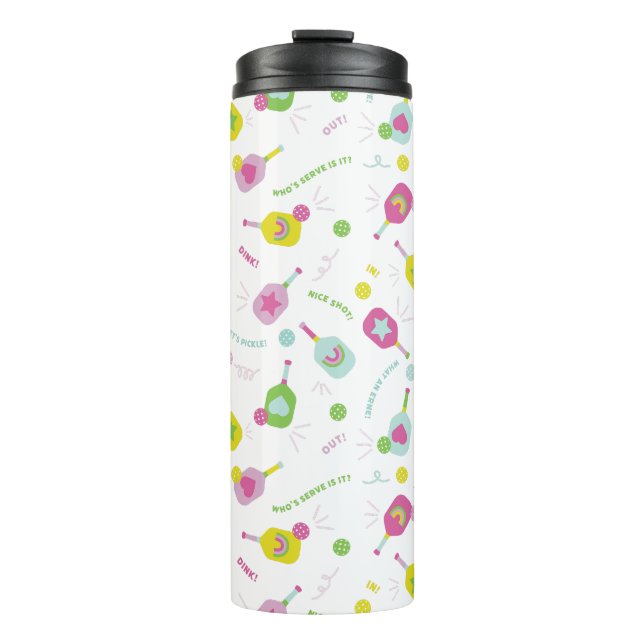 Pickleball-Player-Geschenk für ihre rosa Spezial-T Thermosbecher (Vorderseite)