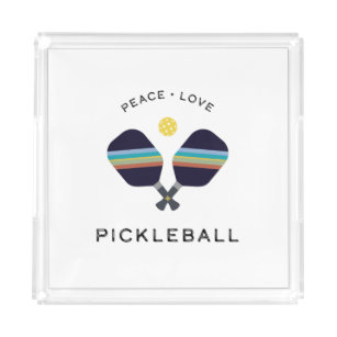 Pickleball Player Gift Peace Liebe und Pickleball Acryl Tablett