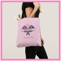 Pickleball Player Monogram Name Paddle Tote Bag