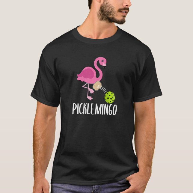 Pickleball Player Paddleball  Picklemingo Pink Fla T-Shirt (Vorderseite)