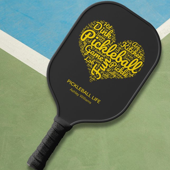 Pickleball Player Personalisiert Name Word Art Schläger (Personalize with text and name,  see collection for other gifts with this design on.)