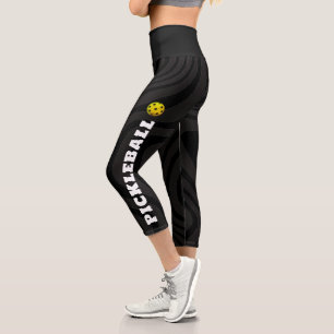Pickleball Player Personalisiert Schwarz-weiß Capri Leggings