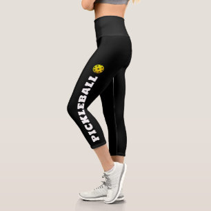 Pickleball Player Personalisiert Schwarz-weiß Capri Leggings