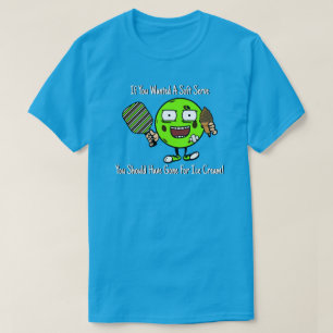 Pickleball Player Schokolade Soft Servieren Grün F T-Shirt