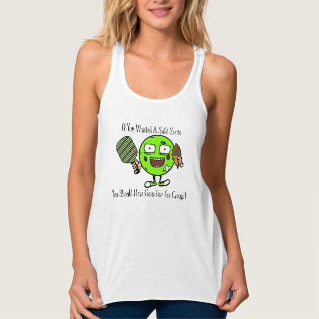 Pickleball Player Schokolade Soft Servieren Grün F Tank Top (Vorderseite)