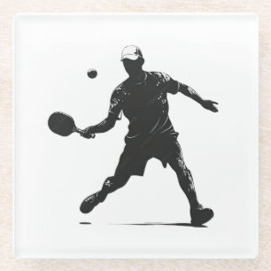Pickleball Player Silhouette Sportdesign Glasuntersetzer