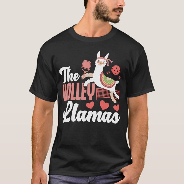 Pickleball Player The Volley Llamas Llama T-Shirt (Vorderseite)