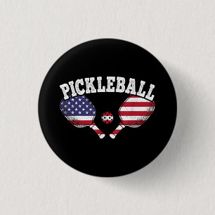 Pickleball Player Vintag Pickle Ball Liebe Button