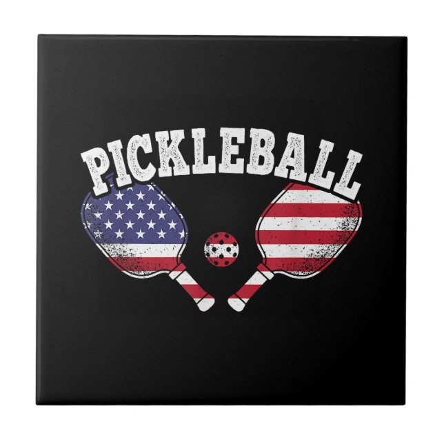 Pickleball Player Vintag Pickle Ball Liebe Fliese (Vorderseite)
