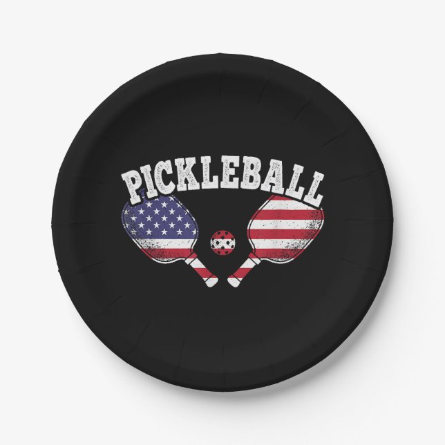 Pickleball Player Vintag Pickle Ball Liebe Pappteller (Vorderseite)