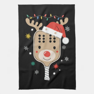 Pickleball Player Weihnachtsfeiertag Reindeer Xmas Geschirrtuch