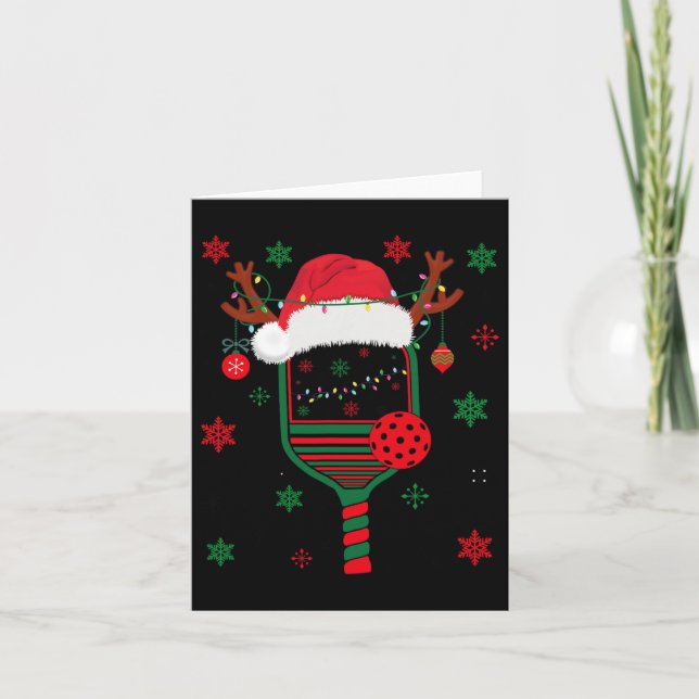 Pickleball Player Weihnachtsfeiertag Reindeer Xmas Karte (Vorderseite)