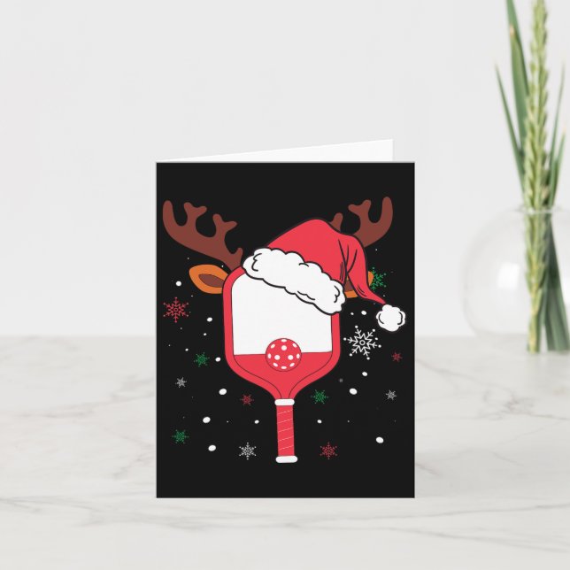 Pickleball Player Weihnachtsfeiertag Reindeer Xmas Karte (Vorderseite)