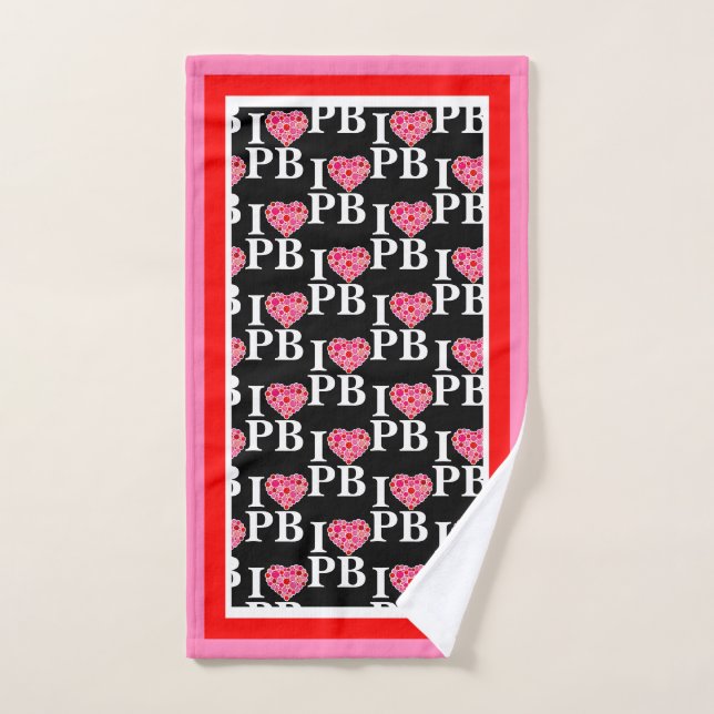 Pickleball plein coeur rose et rouge I coeur PB (Serviette à main)