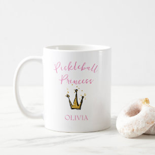 Pickleball Princess Gold Glitzer Tiara Pink Custom Kaffeetasse