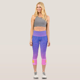 Pickleball Print Colorful Polka Dots Custom Text Capri Leggings