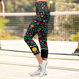 Pickleball Print Fun farbenfroher Floral Custom Te Capri Leggings