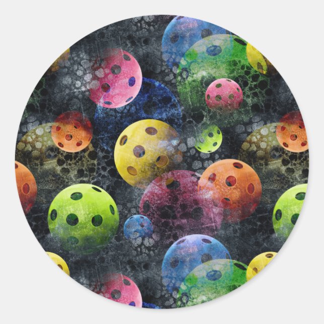 Pickleball Print Runder Aufkleber (Vorderseite)