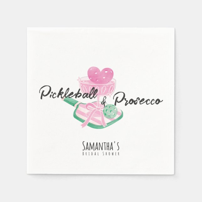 Pickleball & Prosecco Retro Paare Brautparty Serviette (Vorderseite)