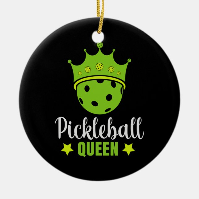 Pickleball Queen Funny Pickle Ball Queen Keramik Ornament (Vorne)