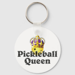 Pickleball Queen, Gelbball Lila, Goldkrone Schlüsselanhänger