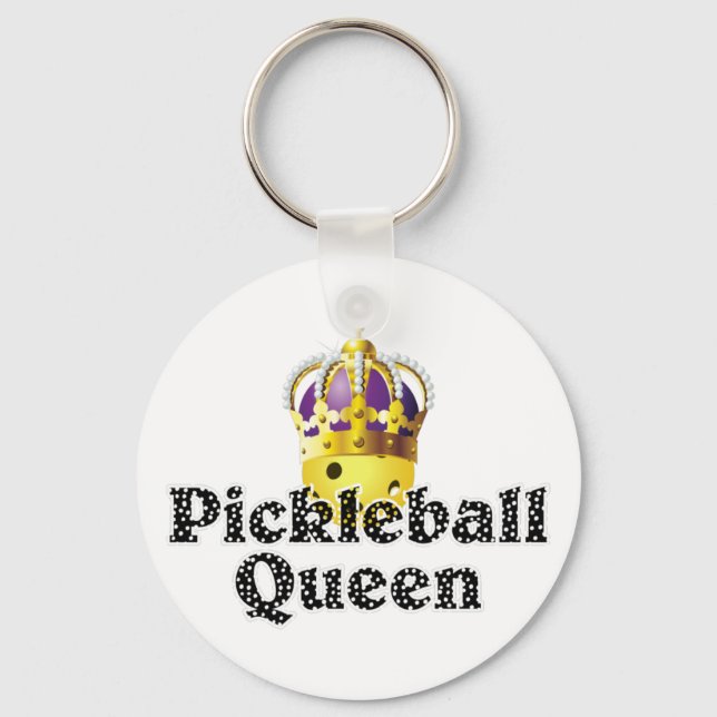 Pickleball Queen, Gelbball Lila, Goldkrone Schlüsselanhänger (Vorderseite)