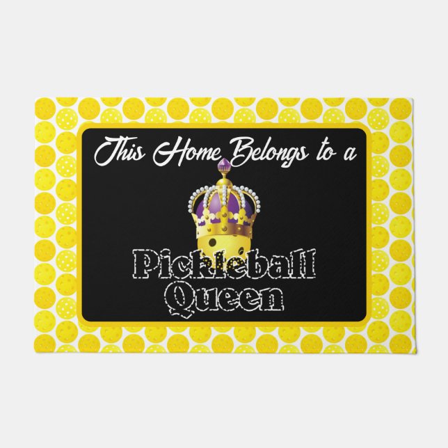 Pickleball Queen - Gelbe Pickleball-Krone Fußmatte (Vorderseite)
