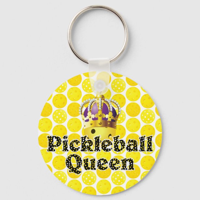 Pickleball Queen - Gelbe Pickleball-Krone Schlüsselanhänger (Vorderseite)