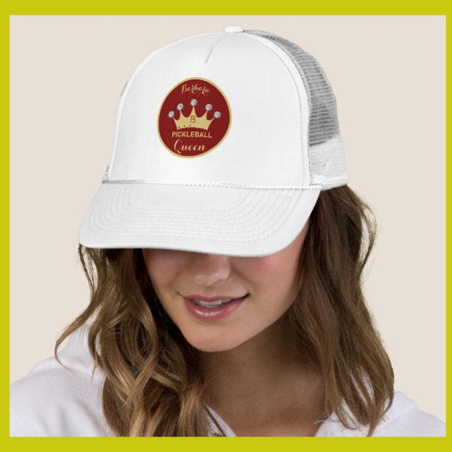 Pickleball Queen Glam Glitz Monogram Name Gold Truckerkappe (Von Creator hochgeladen)