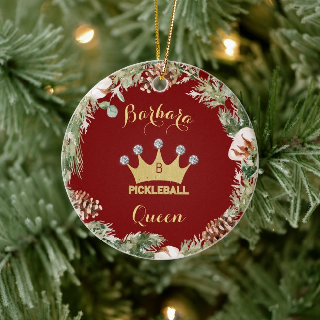 Pickleball Queen Glam Glitz Monogram Name Keramik Ornament (Baum)