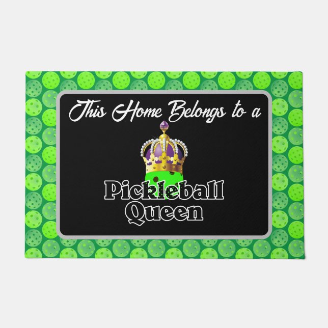 Pickleball Queen - Green Pickleball Wear Crown Fußmatte (Vorderseite)
