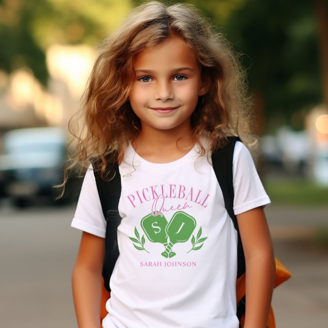 Pickleball Queen Logo Monogram Individuelle Name T-Shirt (Von Creator hochgeladen)