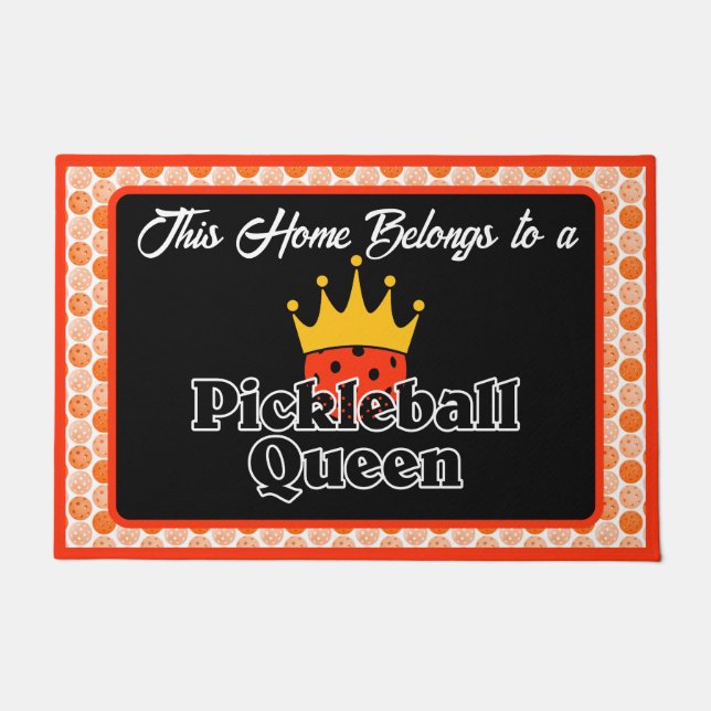 Pickleball Queen - Orange Pickleball Weberkronen Fußmatte (Vorderseite)