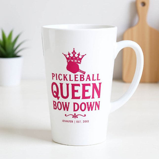 Pickleball Queen Pink Personalisiertes Geschenk Fu Milchtasse (pickleball gift for her funny tall mug women birthday christmas mom girfriend personalized pink club)