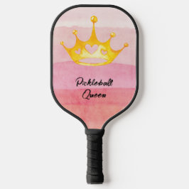 Pickleball Queen Pink Wasserfarbe Mit Monogramm Pi Schläger