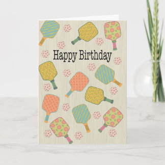 Pickleball-Rackets und Balls zum Geburtstag Karte