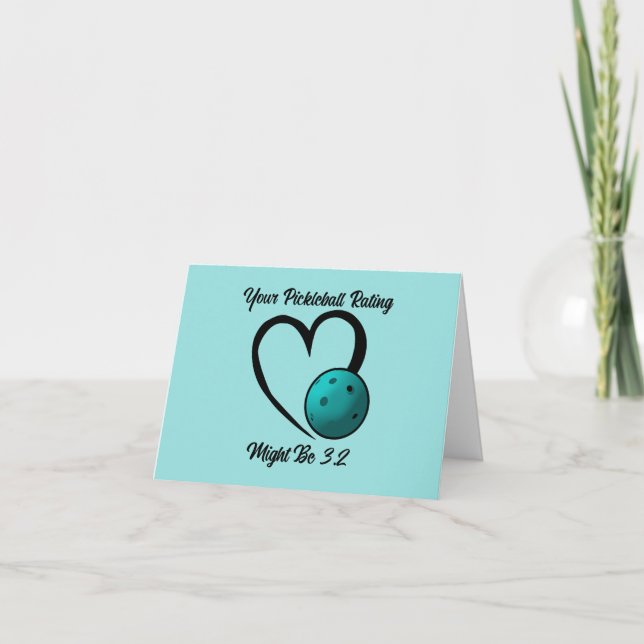 Pickleball Rating Valentine Heart Blue Pickleball  Karte (Vorderseite)