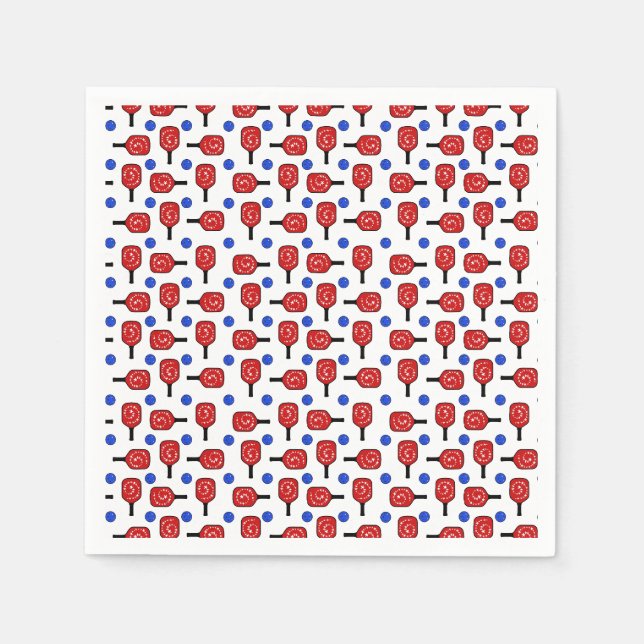 Pickleball Red White Blue Paddles and Pickle Balls Serviette (Vorderseite)