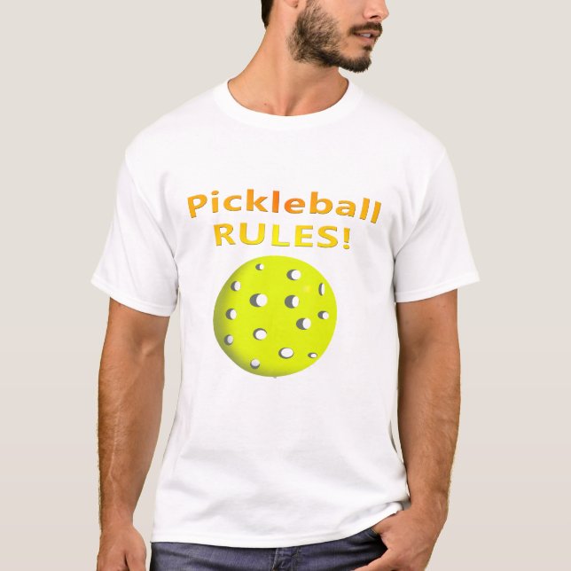 Pickleball Regeln! Mit gelbem Text des gelben T-Shirt (Vorderseite)