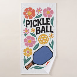Pickleball Retro Floral Paddel Badehandtuch