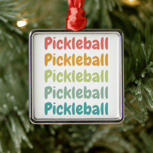 Pickleball Retro Pickleball Player Ornament Aus Metall