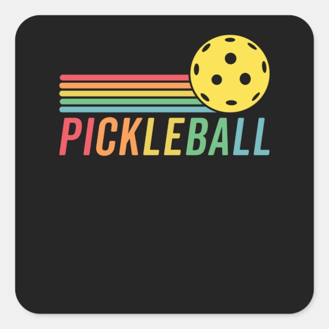 Pickleball Retro Sunset Sport Game Pickleball Quadratischer Aufkleber (Vorderseite)