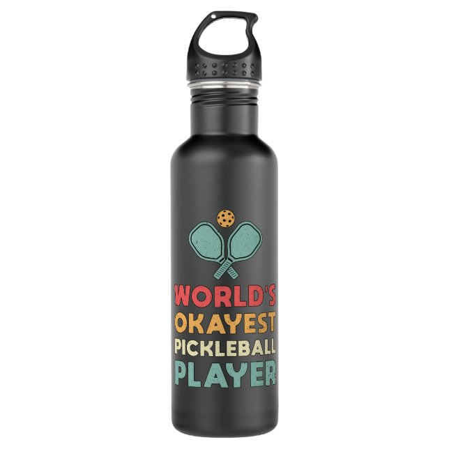 Pickleball Retro World's Super Pickleball Player Edelstahlflasche (Vorderseite)
