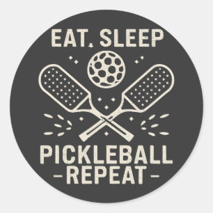 Pickleball Routine: Sleep Pickleball wiederholen Runder Aufkleber
