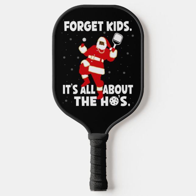 Pickleball rund um die Dinks Funny Santa Black Pickleball Schläger (Vorderseite)
