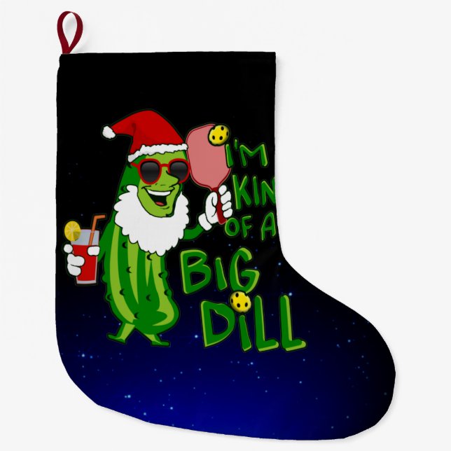 Pickleball Santa Big Dill Großer Weihnachtsstrumpf (Vorderseite)