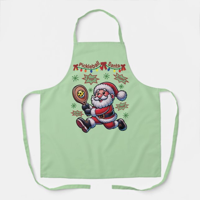Pickleball Santa Claus Weihnachten Schürze (Vorderseite)