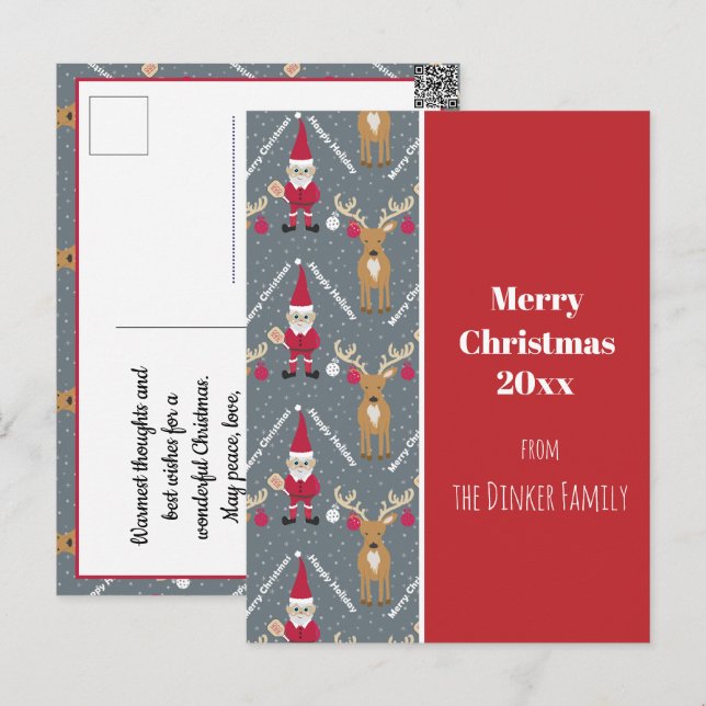 Pickleball Santa 🎅 Frohe Weihnachten 🎁 Postkarte (Vorne/Hinten)